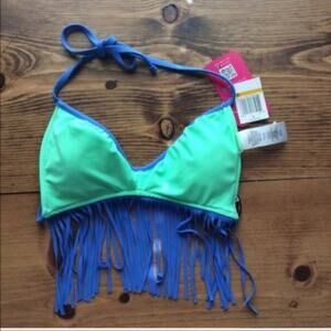 Hula Honey Reversible Fringe Bikini Top NWT